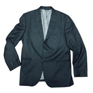 Banana Republic 44R Wool Silk Blazer Sport Coat Mens Black Pick Stitch Office